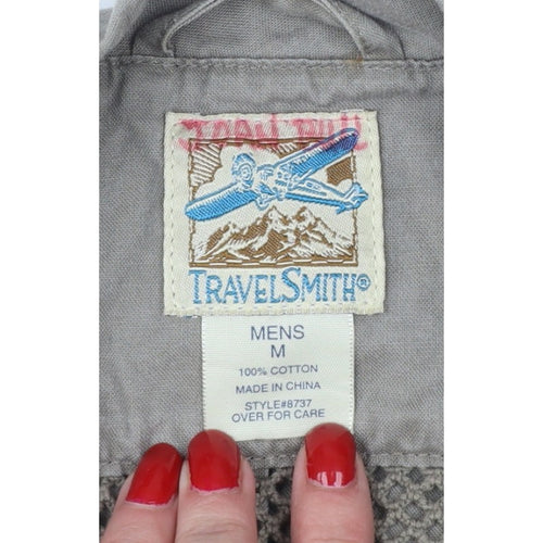 TravelSmith Men’s Grey M Cotton Outdoor Fishing Utility Waistcoat