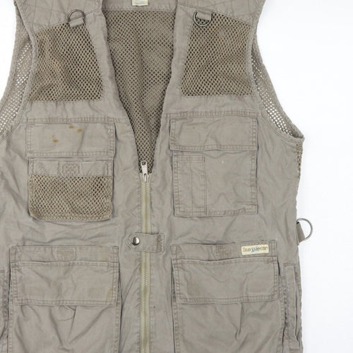 TravelSmith Men’s Grey M Cotton Outdoor Fishing Utility Waistcoat