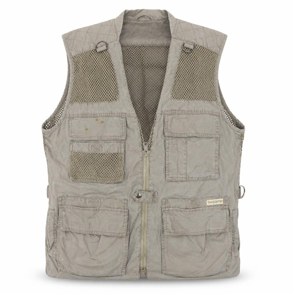 TravelSmith Men’s Grey M Cotton Outdoor Fishing Utility Waistcoat