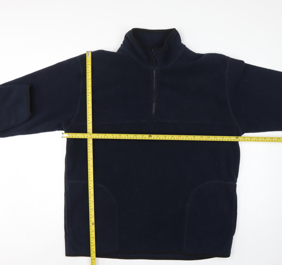 George Men Blue L 1/4 Zip Fleece Sweatshirt High Neck Pockets