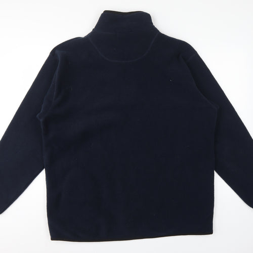 George Men Blue L 1/4 Zip Fleece Sweatshirt High Neck Pockets