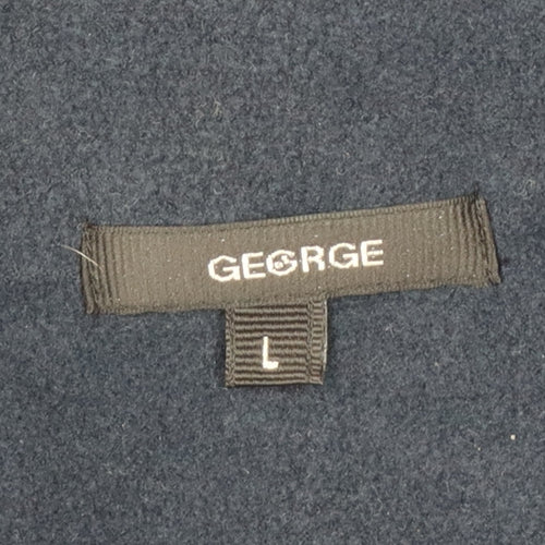 George Men Blue L 1/4 Zip Fleece Sweatshirt High Neck Pockets