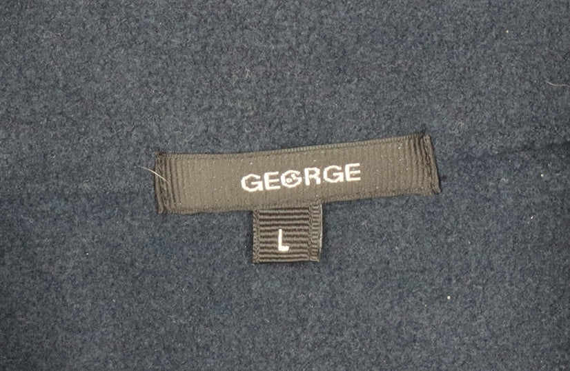 George Men Blue L 1/4 Zip Fleece Sweatshirt High Neck Pockets