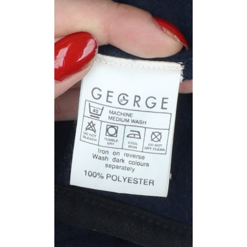 George Men Blue L 1/4 Zip Fleece Sweatshirt High Neck Pockets