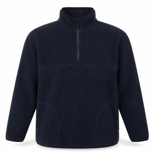 George Men Blue L 1/4 Zip Fleece Sweatshirt High Neck Pockets