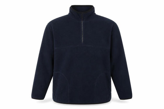 George Men Blue L 1/4 Zip Fleece Sweatshirt High Neck Pockets