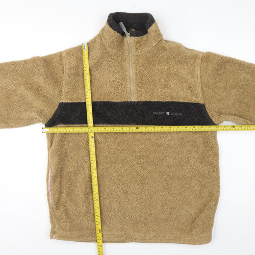 GANT Sport Men’s Beige M 1/4 Zip Fleece Pullover Sweatshirt Logo