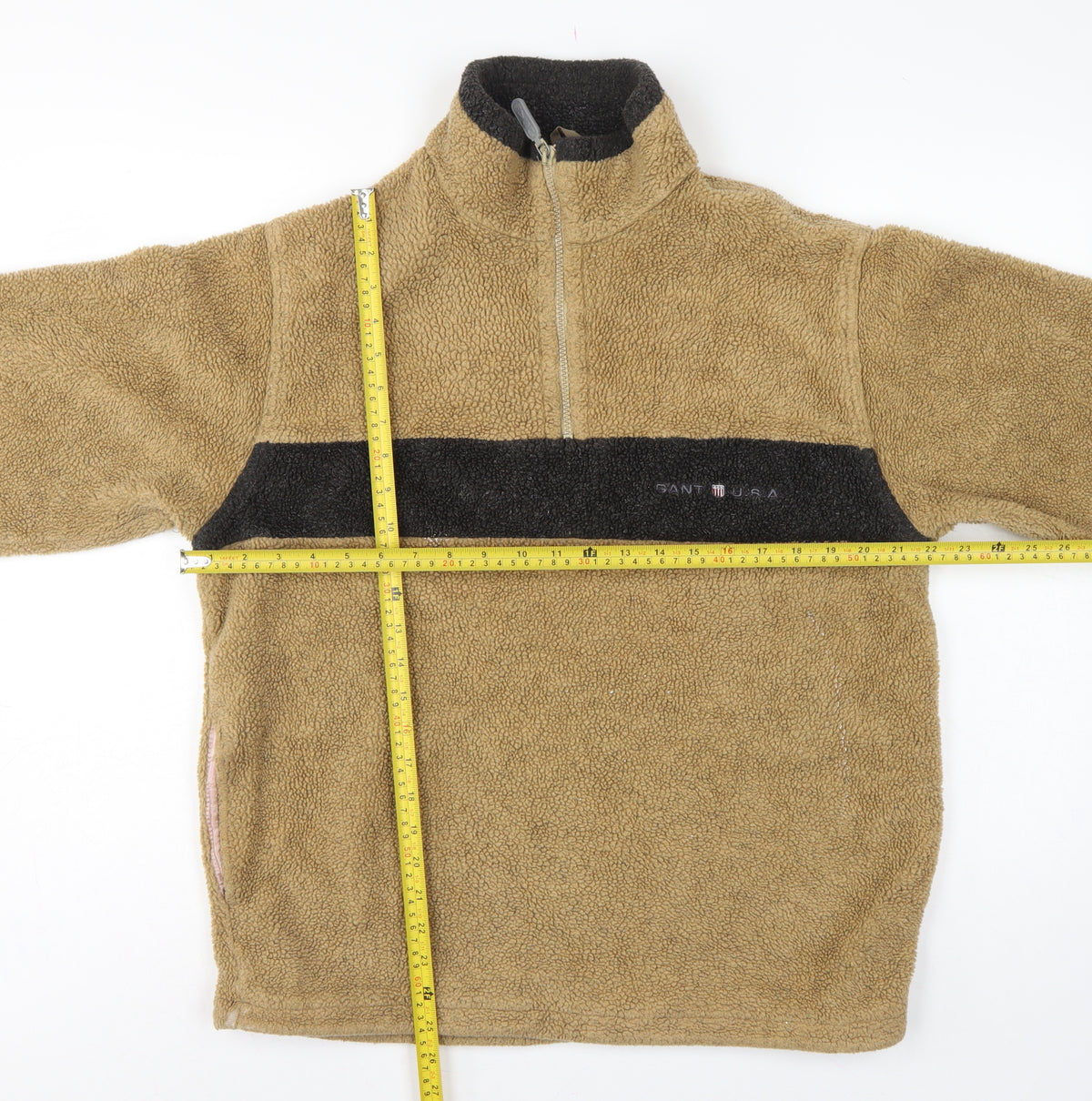 GANT Sport Men’s Beige M 1/4 Zip Fleece Pullover Sweatshirt Logo