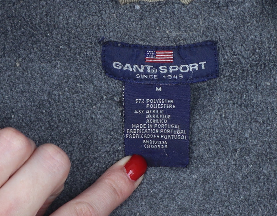 GANT Sport Men’s Beige M 1/4 Zip Fleece Pullover Sweatshirt Logo