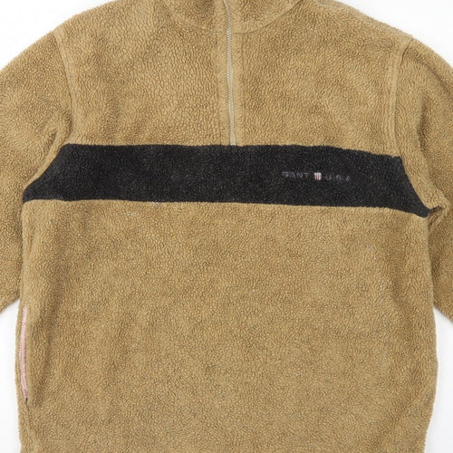 GANT Sport Men’s Beige M 1/4 Zip Fleece Pullover Sweatshirt Logo