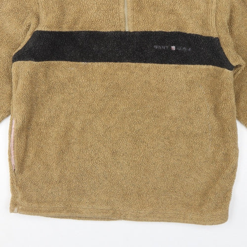 GANT Sport Men’s Beige M 1/4 Zip Fleece Pullover Sweatshirt Logo