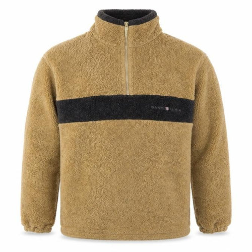 GANT Sport Men’s Beige M 1/4 Zip Fleece Pullover Sweatshirt Logo