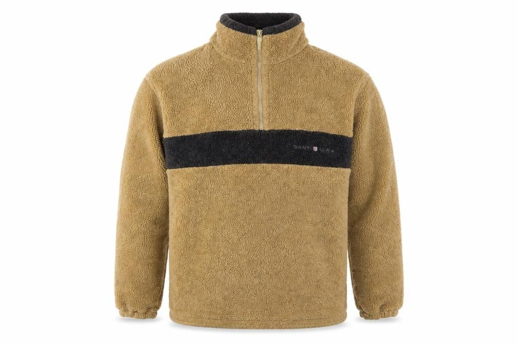 GANT Sport Men’s Beige M 1/4 Zip Fleece Pullover Sweatshirt Logo