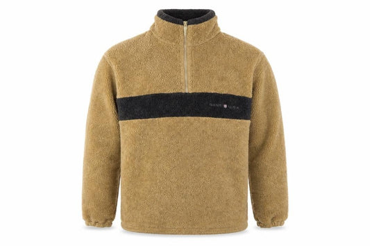 GANT Sport Men’s Beige M 1/4 Zip Fleece Pullover Sweatshirt Logo