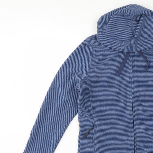 Peter Storm Women Blue Striped Hooded Fleece Jacket Size 12 Full Zip