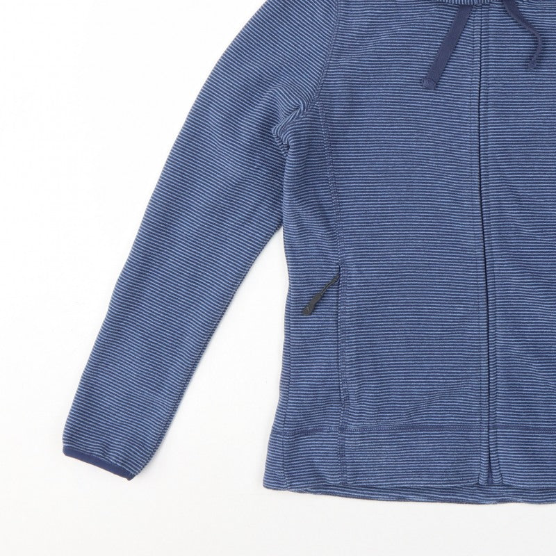 Peter Storm Women Blue Striped Hooded Fleece Jacket Size 12 Full Zip