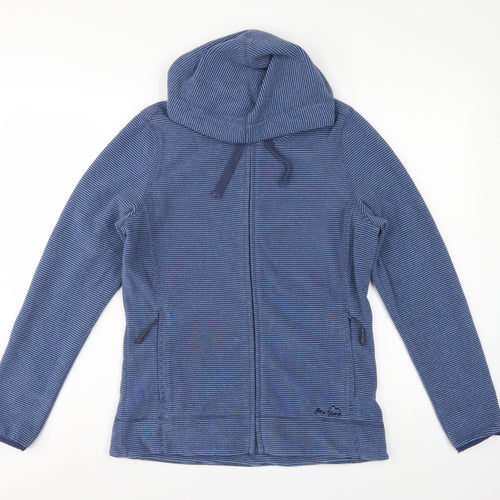 Peter Storm Women Blue Striped Hooded Fleece Jacket Size 12 Full Zip