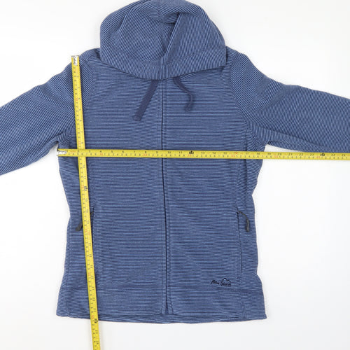 Peter Storm Women Blue Striped Hooded Fleece Jacket Size 12 Full Zip