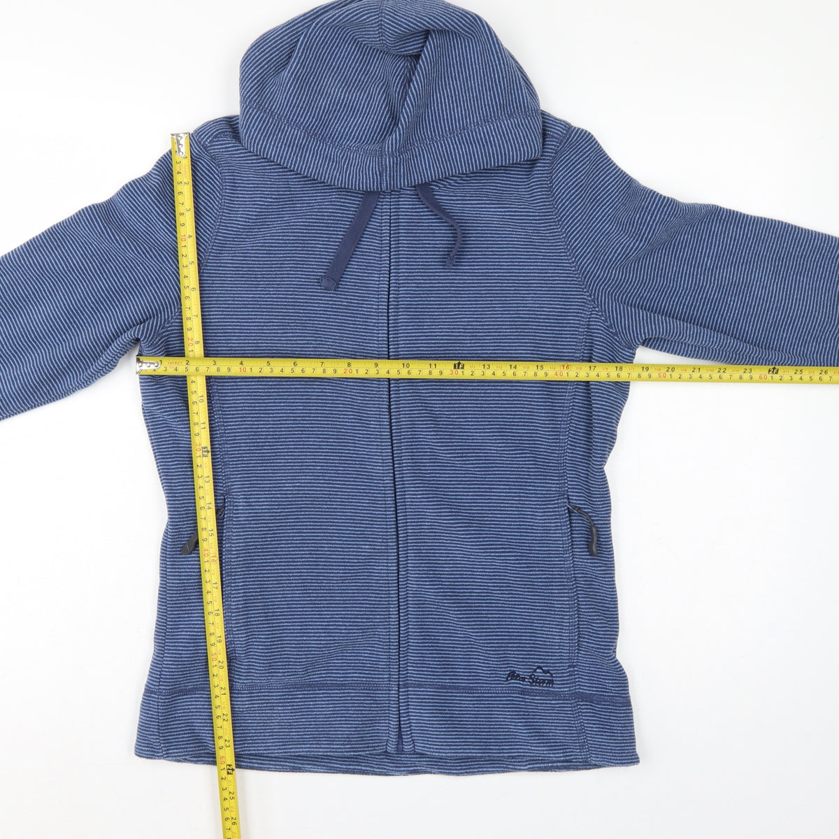 Peter Storm Women Blue Striped Hooded Fleece Jacket Size 12 Full Zip
