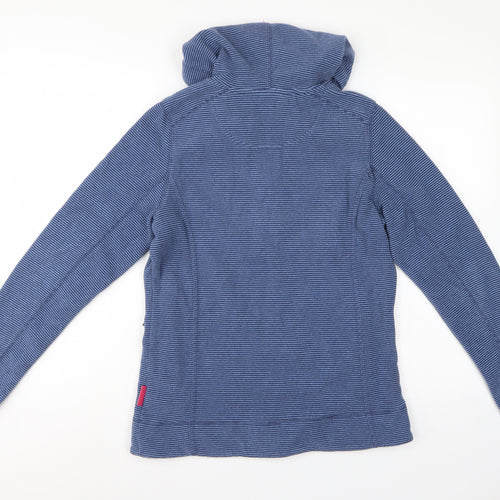 Peter Storm Women Blue Striped Hooded Fleece Jacket Size 12 Full Zip