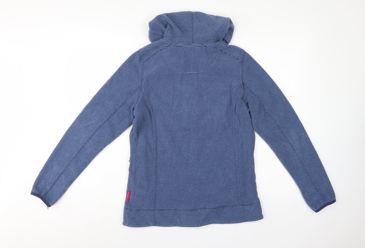 Peter Storm Women Blue Striped Hooded Fleece Jacket Size 12 Full Zip