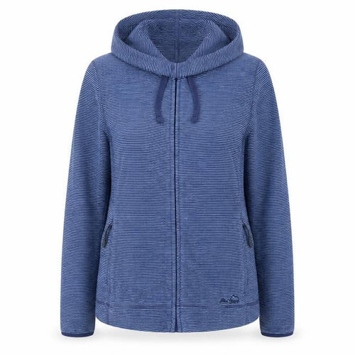 Peter Storm Women Blue Striped Hooded Fleece Jacket Size 12 Full Zip