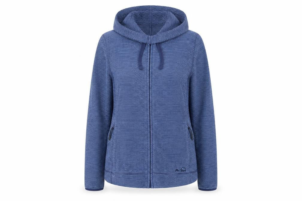 Peter Storm Women Blue Striped Hooded Fleece Jacket Size 12 Full Zip