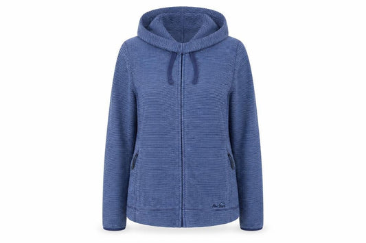 Peter Storm Women Blue Striped Hooded Fleece Jacket Size 12 Full Zip