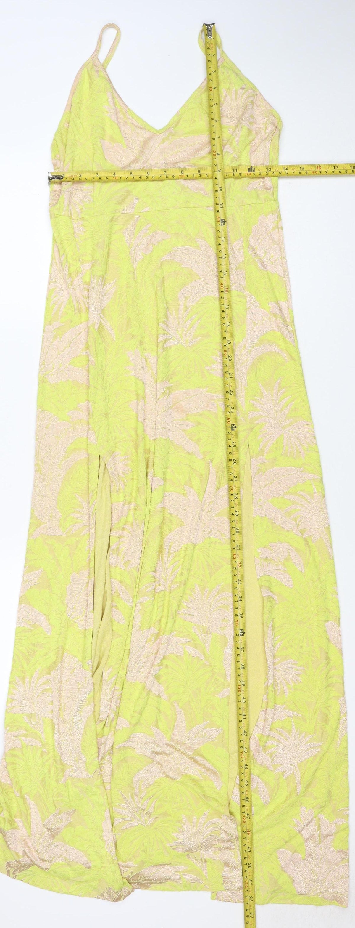 ASOS Women Green Floral Jacquard Bodycon Maxi Dress UK 12