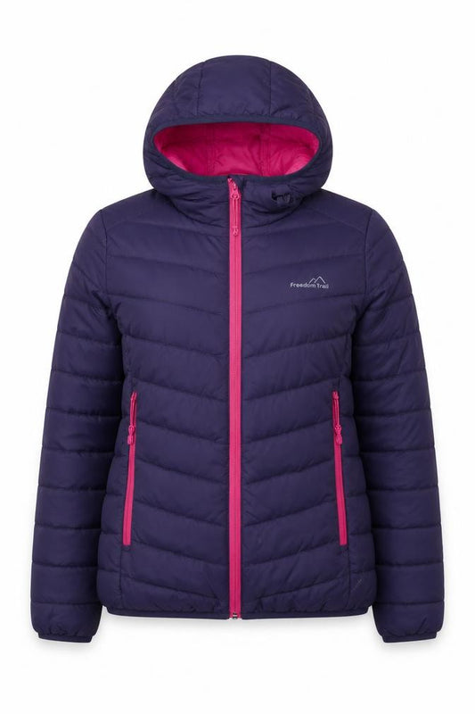 Freedom Trail Women’s Navy Pink Size 8 Hooded Puffer Jacket