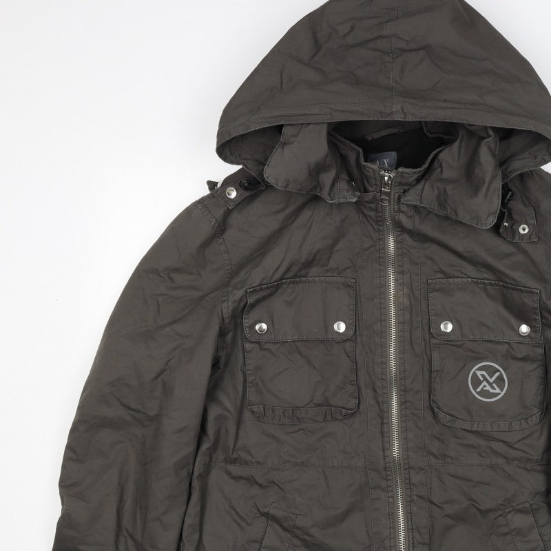 Armani Exchange Men’s Black L Hooded Padded Full Zip Jacket