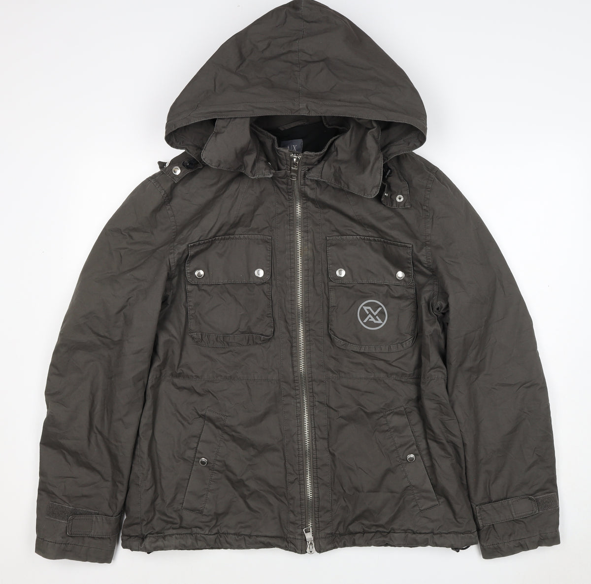 Armani Exchange Men’s Black L Hooded Padded Full Zip Jacket
