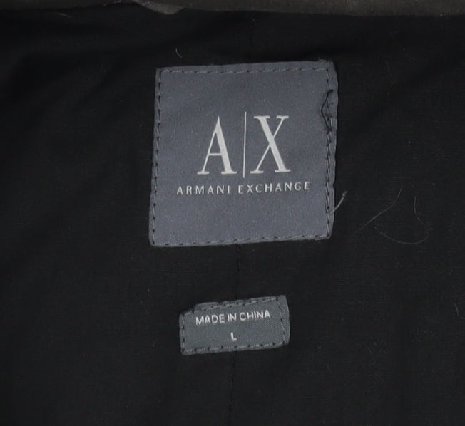 Armani Exchange Men’s Black L Hooded Padded Full Zip Jacket