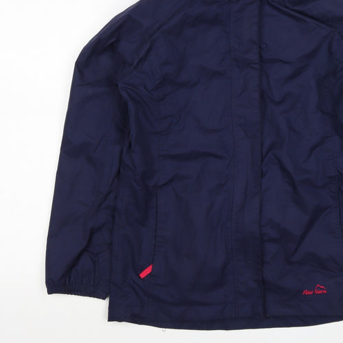 Peter Storm Girls Blue 7-8 Years Hooded Waterproof Parka Jacket