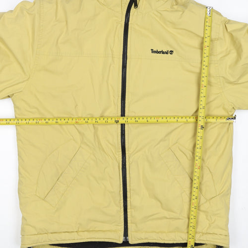 Timberland Men Yellow Small Puffer Jacket Fleece Lined Full Zip