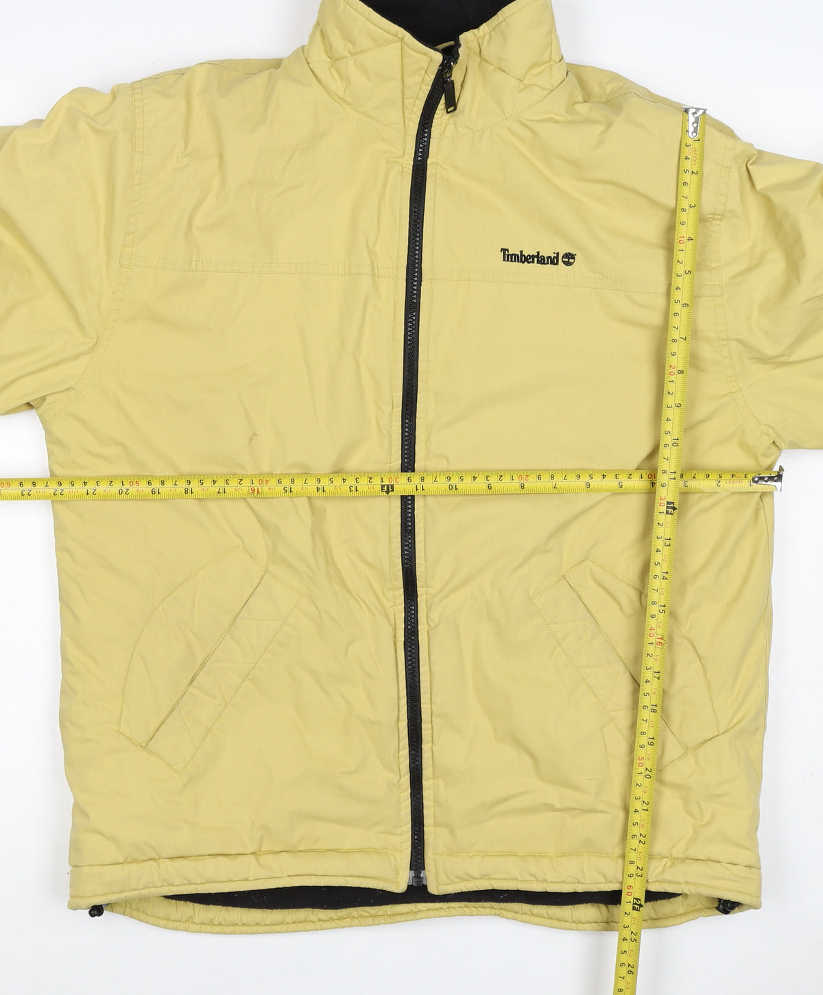 Timberland Men Yellow Small Puffer Jacket Fleece Lined Full Zip