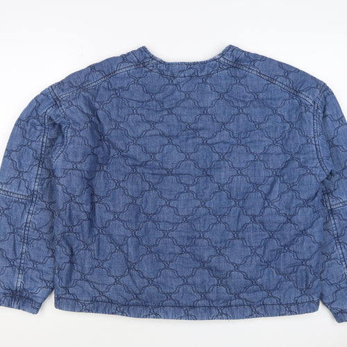 Per Una Women’s Blue Size 14 Quilted Cotton Collarless Jacket
