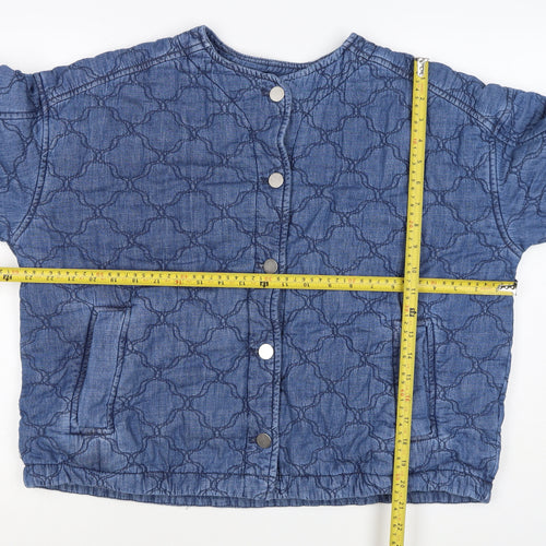 Per Una Women’s Blue Size 14 Quilted Cotton Collarless Jacket