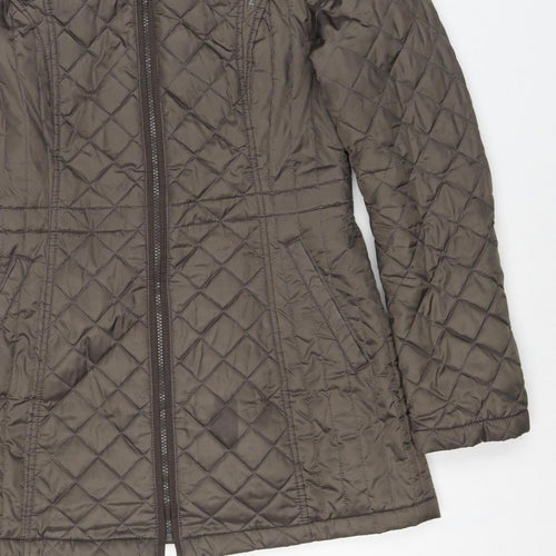Laundry by Design Women’s Brown S Long Quilted Hooded Puffer Jacket