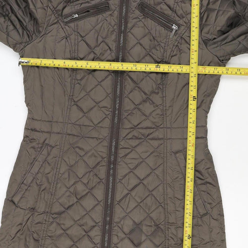 Laundry by Design Women’s Brown S Long Quilted Hooded Puffer Jacket