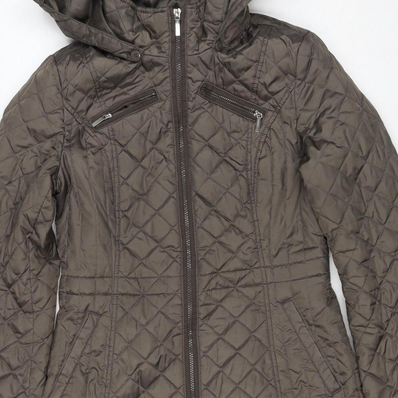 Laundry by Design Women’s Brown S Long Quilted Hooded Puffer Jacket