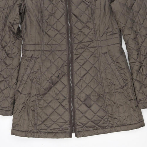 Laundry by Design Women’s Brown S Long Quilted Hooded Puffer Jacket