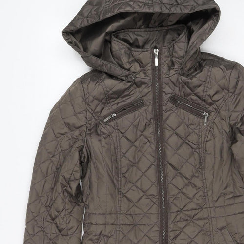 Laundry by Design Women’s Brown S Long Quilted Hooded Puffer Jacket