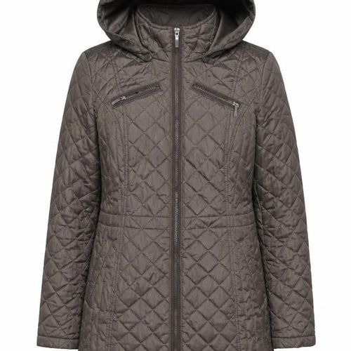Laundry by Design Women’s Brown S Long Quilted Hooded Puffer Jacket