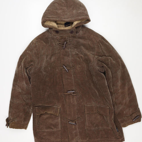 Cotton Traders Women’s Brown M Hooded Corduroy Toggle Duffle Coat