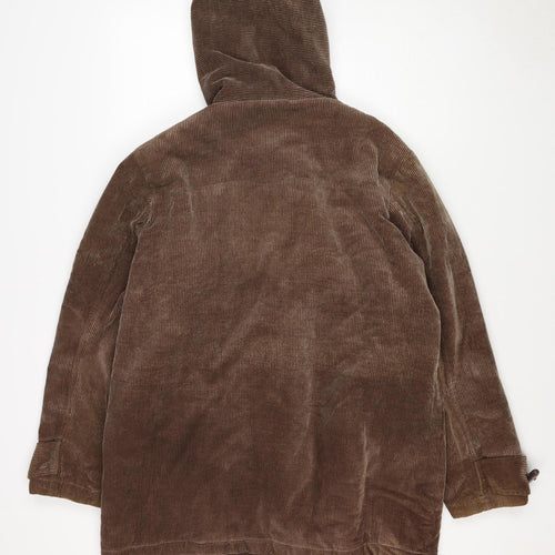 Cotton Traders Women’s Brown M Hooded Corduroy Toggle Duffle Coat