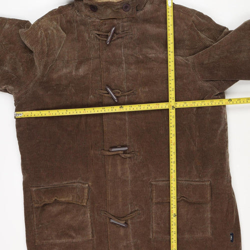 Cotton Traders Women’s Brown M Hooded Corduroy Toggle Duffle Coat