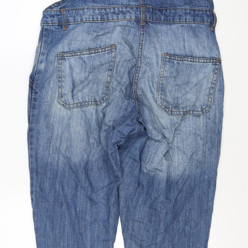 Groane Women Blue Size 12 Distressed Denim Dungarees Straight Leg