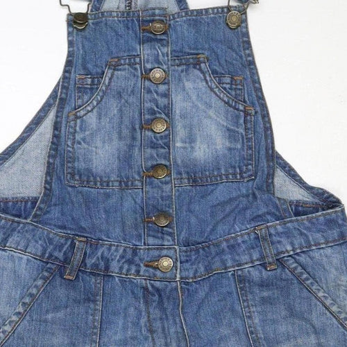 Groane Women Blue Size 12 Distressed Denim Dungarees Straight Leg