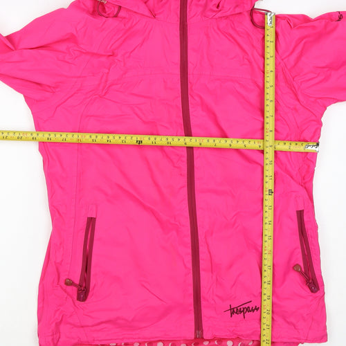 Trespass Women’s Pink M Hooded Waterproof Rain Jacket Full Zip